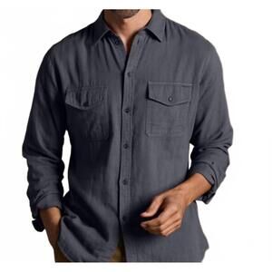 NEW ROWAN leeds double layer cotton gauze shirt in blue dusk